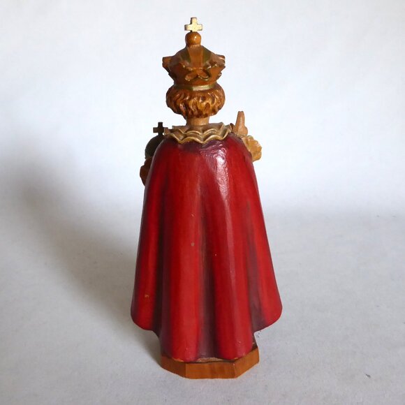 VINTAGE 6.5” HAND CARVED PAINTED WOOD INFANT OF PRAQUE JESUS CHRIST FIGURE - Picture 4 of 8